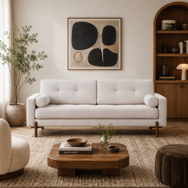 Hudson Sofa Neutral With Wooden Legs - image 1