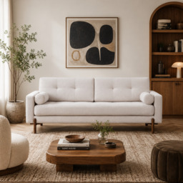 Hudson Sofa Neutral With Wooden Legs - thumbnail 1