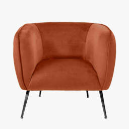 Lucca Tobacco Velvet and Metal Armchair - thumbnail 2