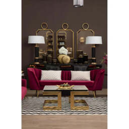 Binky 3 Seat Wine Velvet Sofa - thumbnail 3