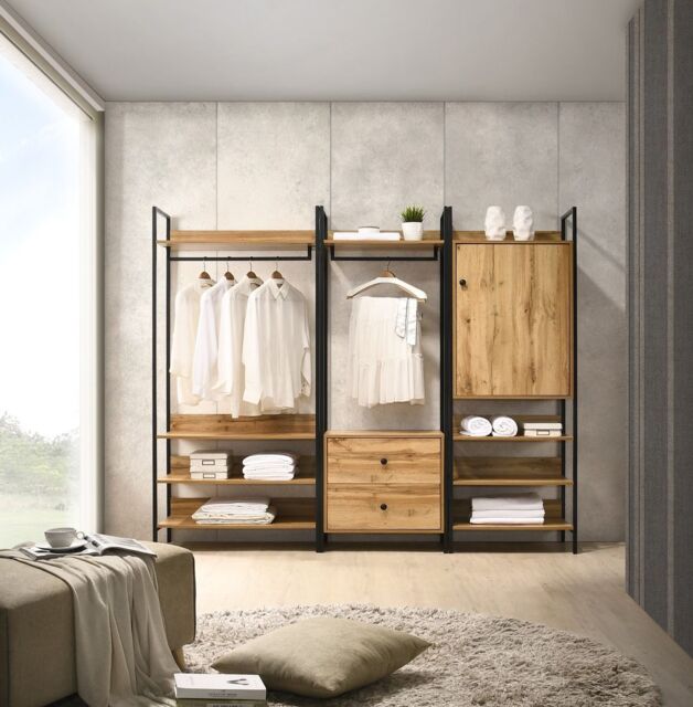 3 Piece Bedroom Furniture Set Open Wardrobes - image 1