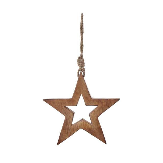 White Wash Collection Wooden Hanging Star Decoration - image 1