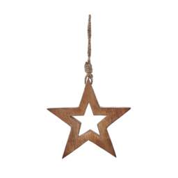 White Wash Collection Wooden Hanging Star Decoration - thumbnail 1