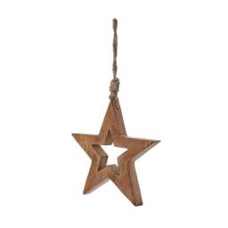 White Wash Collection Wooden Hanging Star Decoration - thumbnail 2