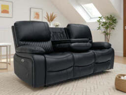 Orla Electric Recliner Sofa Black 3 Seater - thumbnail 3