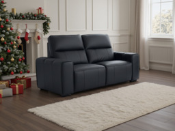 Bellagio Genuine Leather Electric Recliner Sofa Black 2 Seater - thumbnail 2