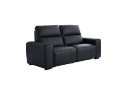 Bellagio Genuine Leather Electric Recliner Sofa Black 2 Seater - thumbnail 1