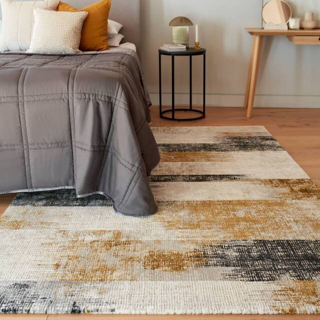 Kuza 080x150cm Lines Gold Rug - image 1