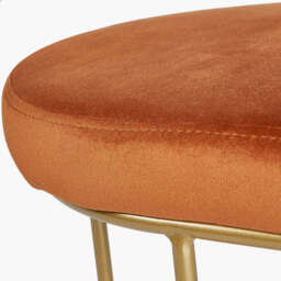 Nino Tobacco Velvet and Gold Metal Bench - thumbnail 4