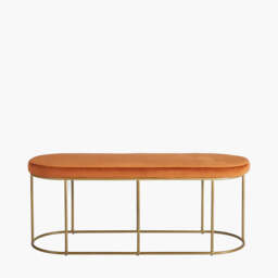 Nino Tobacco Velvet and Gold Metal Bench - thumbnail 2