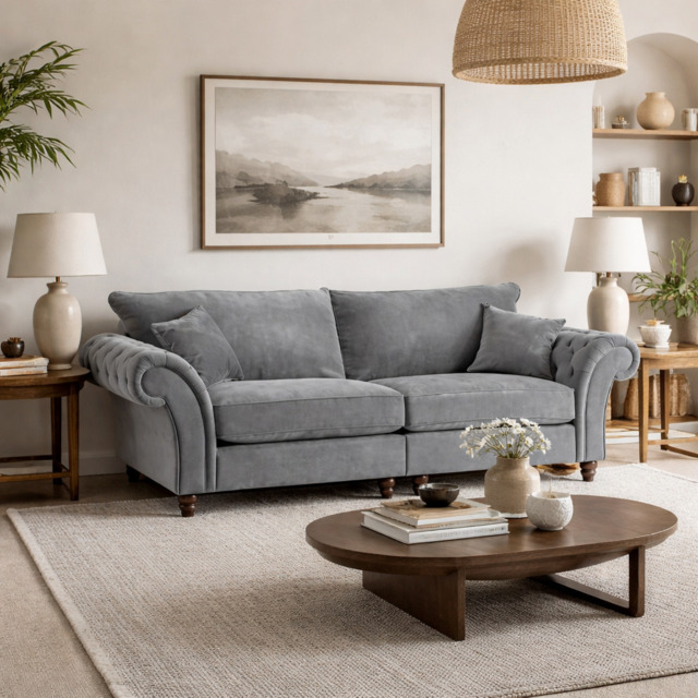 Windsor Fullback Sofa Grey 4 Seater - image 1