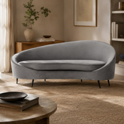 Hasina Three Seat Grey Velvet Sofa