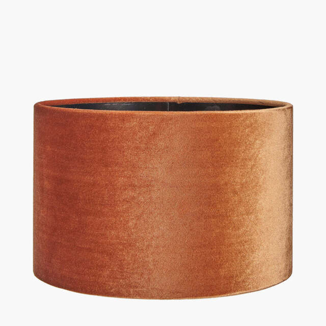 Bow 25cm Tobacco Velvet Cylinder Lampshade - image 1