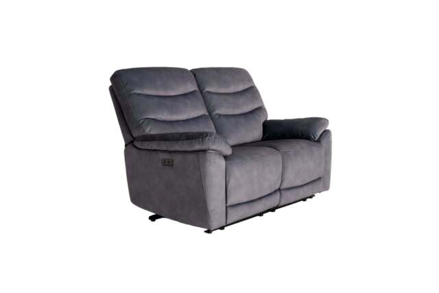 Toledo Steel Grey  Lay-Z-Boy Style Fabric Power Recliner 2 Seater Sofa - image 1