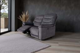 Toledo Steel Grey  Lay-Z-Boy Style Fabric Power Recliner 2 Seater Sofa - thumbnail 2