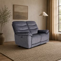 Toledo Steel Grey  Lay-Z-Boy Style Fabric Power Recliner 2 Seater Sofa - thumbnail 1