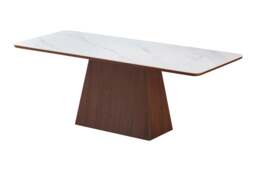 Ezra Dining Table	Walnut & White Sintered Stone - thumbnail 2