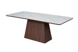 Ezra Dining Table	Walnut & White Sintered Stone - thumbnail 4