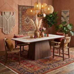 Ezra Dining Table	Walnut & White Sintered Stone - thumbnail 1