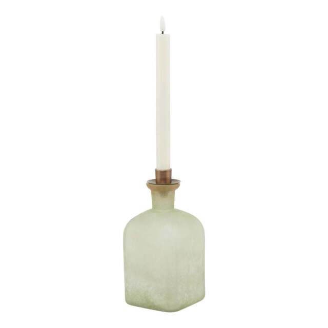 Smoked Sage and Aged Brass Large Candle Holder Vase - image 1