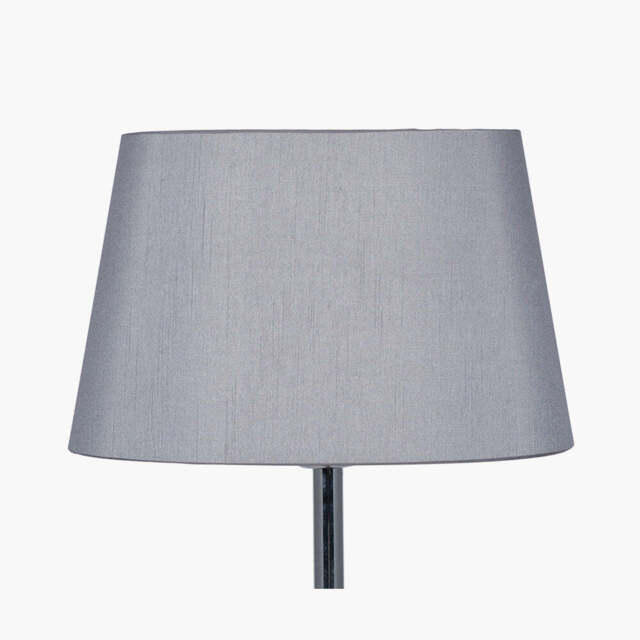 Martha 50cm Steel Grey Oval Silk Mix Tapered Lampshade - image 1