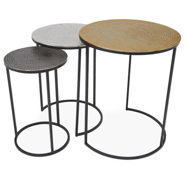 Elias Nest Of Three Hammered Metal Tables - image 1
