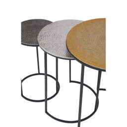 Elias Nest Of Three Hammered Metal Tables - thumbnail 5