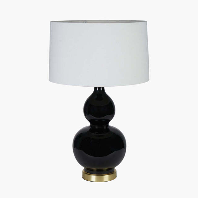 Gatsby Black Ceramic Table Lamp With Brushed Gold Metal Detail - image 1