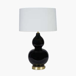 Gatsby Black Ceramic Table Lamp With Brushed Gold Metal Detail - thumbnail 4