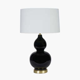 Gatsby Black Ceramic Table Lamp With Brushed Gold Metal Detail - thumbnail 3