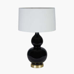 Gatsby Black Ceramic Table Lamp With Brushed Gold Metal Detail - thumbnail 1