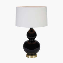 Gatsby Black Ceramic Table Lamp With Brushed Gold Metal Detail - thumbnail 2