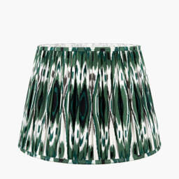 Izara 35cm Racing Green Ikat Patterned Mushroom Pleat Tapered Lampshade - thumbnail 3