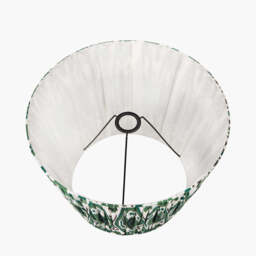 Izara 35cm Racing Green Ikat Patterned Mushroom Pleat Tapered Lampshade - thumbnail 4