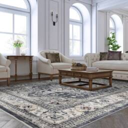 Sovereign 160x240cm Charcoal Medallion Rug - thumbnail 1