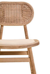 Cebu Beige Fabric and Grey Wash Elm Wood Dining Chair - thumbnail 6