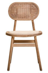 Cebu Beige Fabric and Grey Wash Elm Wood Dining Chair - thumbnail 1