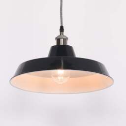 Factory Style Royal Blue Enamel Painted 36cm Pendant Light - thumbnail 2