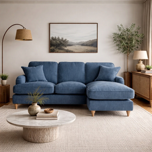 Right Hand Chaise Sofa Manhattan Navy The Great Sofa Company - Piper - Vienna - Arthur - Emeline - Swift - Morris - image 1