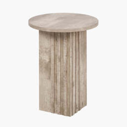 Elkton Concrete Effect Wood Veneer Groove Detail Side Table - thumbnail 1