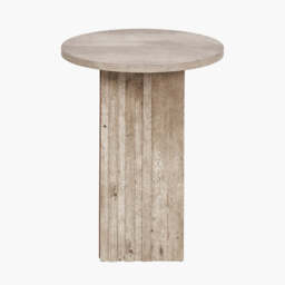 Elkton Concrete Effect Wood Veneer Groove Detail Side Table - thumbnail 3