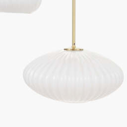 Alexa White Ribbed Glass and Gold Metal Multi Drop Pendant - thumbnail 4
