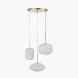 Alexa White Ribbed Glass and Gold Metal Multi Drop Pendant - thumbnail 2
