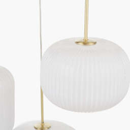 Alexa White Ribbed Glass and Gold Metal Multi Drop Pendant - thumbnail 3