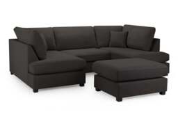 Carnaby Sofa Black U Shape Corner Morgan - Malvern - Somerford - Calix - Euphoria - Plush Style - thumbnail 4