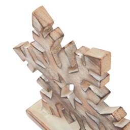 White Wash Collection Wooden Snowflake Decoration - thumbnail 2