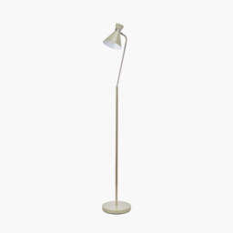 Benedict Sage and Brushed Silver Metal Floor Lamp - thumbnail 1