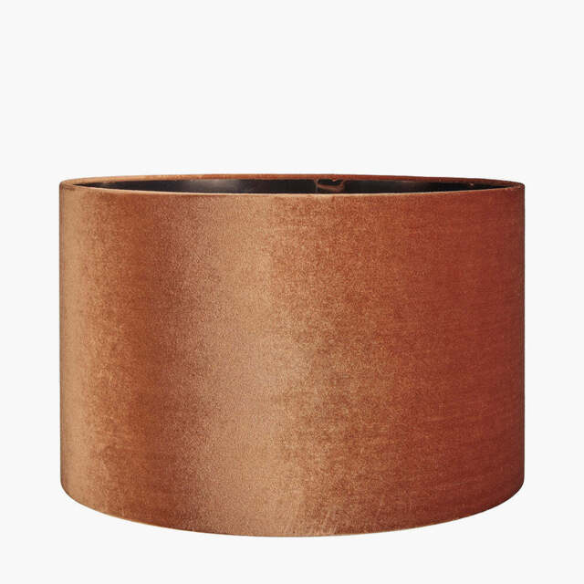 Bow 45cm Tobacco Velvet Cylinder Lampshade - image 1