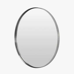 Brushed Silver Metal Slim Frame Round Wall Mirror Large - thumbnail 1
