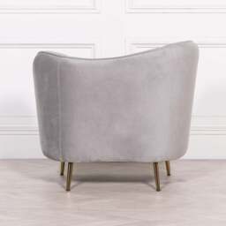 Grey Velvet Armchair with Cushion - thumbnail 3